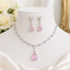 Cubic Zirconia Necklace Set, Necklace and Earrings Set, Rhodium Plated Jewellery, Bridal Jewellery, Wedding Jewellery, Crystal Necklace Set, Teardrop Necklace, Evening Jewellery, Bridesmaid Jewellery, Women's Jewellery Gift, Formal Jewellery, Luxury Jewellery Set, Statement Necklace.