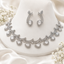 Luxury Pear Cut Silver Crystal Necklace & Earrings Set