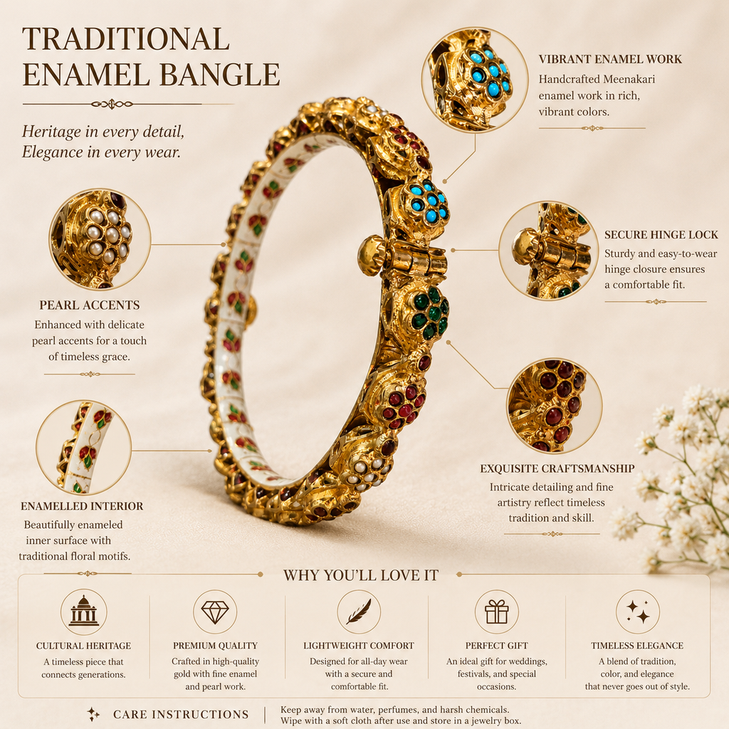 Luxury Gold-Plated Multicolour Traditional Kada Bangle – Handcrafted Ethnic Statement Bracelet for Women