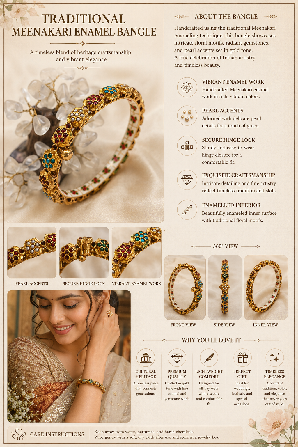 Luxury Gold-Plated Multicolour Traditional Kada Bangle – Handcrafted Ethnic Statement Bracelet for Women