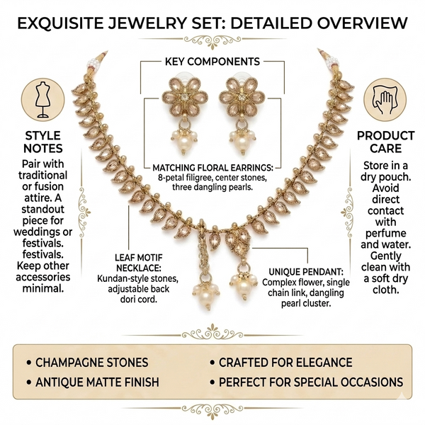 Floral Crystal Necklace Set, Gold Necklace Set, Silver Necklace Set, Crystal Jewellery Set, Bridal Jewellery, Wedding Jewellery, Elegant Necklace Set, Pearl Drop Earrings, Evening Jewellery, Bridesmaid Jewellery, Party Jewellery, Women's Jewellery Gift, Gold Plated Jewellery, Silver Plated Jewellery, Floral Jewellery, Bridal Necklace

