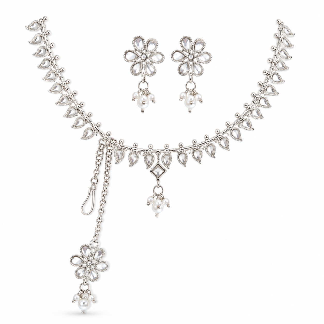 Floral Crystal Necklace Set, Gold Necklace Set, Silver Necklace Set, Crystal Jewellery Set, Bridal Jewellery, Wedding Jewellery, Elegant Necklace Set, Pearl Drop Earrings, Evening Jewellery, Bridesmaid Jewellery, Party Jewellery, Women's Jewellery Gift, Gold Plated Jewellery, Silver Plated Jewellery, Floral Jewellery, Bridal Necklace

 Main image