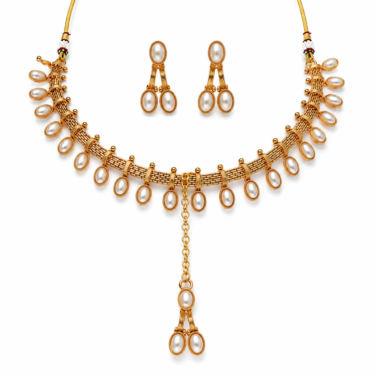 Indian Pearl Necklace Set, Pakistani Wedding Jewellery, Gold Pearl Necklace, Bridal Jewellery Set, Traditional Necklace Set, Ethnic Jewellery, Pearl Drop Necklace, Wedding Jewellery, Festival Jewellery, Women's Jewellery Gift, Gold Tone Jewellery, Bridal Necklace, Pearl Jewellery Set, Indian Bridal Jewellery, Pakistani Bridal Jewellery, Party Jewellery

 Main image