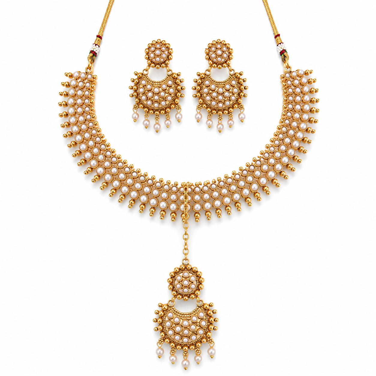 Indian Pearl Necklace Set, Pakistani Wedding Jewellery, Gold Pearl Necklace, Bridal Jewellery Set, Traditional Necklace Set, Ethnic Jewellery, Pearl Studded Necklace, Wedding Jewellery, Festival Jewellery, Women's Jewellery Gift, Gold Tone Jewellery, Bridal Necklace, Pearl Set, Indian Bridal Jewellery, Pakistani Bridal Jewellery, Party Jewellery

 Main image