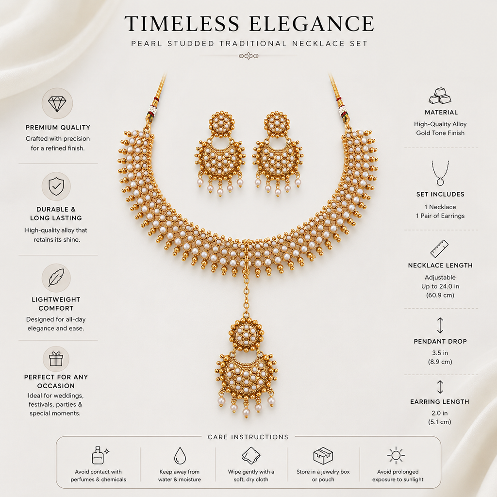 Indian Pearl Necklace Set, Pakistani Wedding Jewellery, Gold Pearl Necklace, Bridal Jewellery Set, Traditional Necklace Set, Ethnic Jewellery, Pearl Studded Necklace, Wedding Jewellery, Festival Jewellery, Women's Jewellery Gift, Gold Tone Jewellery, Bridal Necklace, Pearl Set, Indian Bridal Jewellery, Pakistani Bridal Jewellery, Party Jewellery

