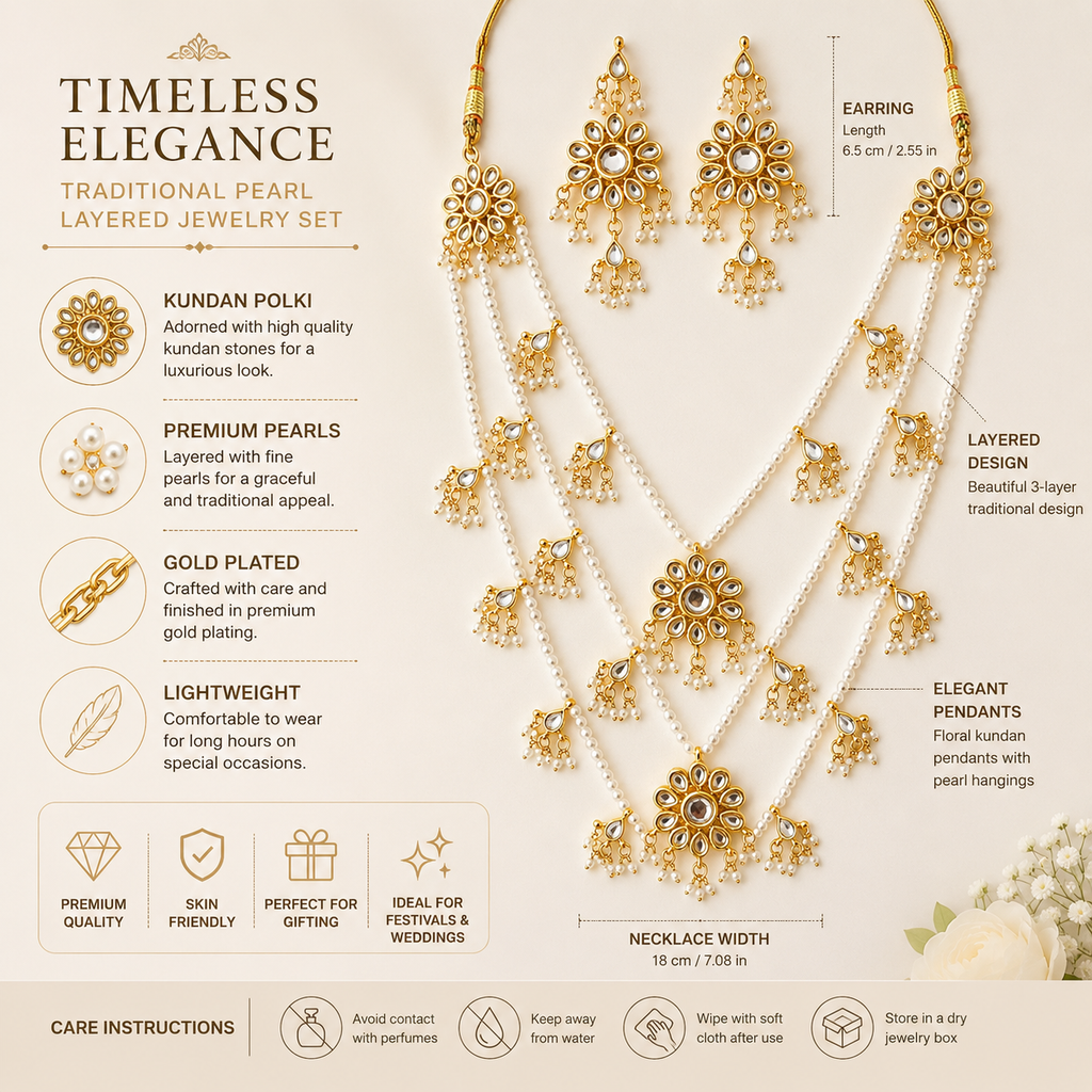 Pearl Layered Necklace Set, Kundan Necklace Set, Indian Bridal Jewellery, Pakistani Bridal Jewellery, Gold Plated Jewellery, Pearl Jewellery Set, Wedding Necklace Set, Traditional Jewellery, Ethnic Jewellery, Bridal Accessories, Festival Jewellery, Women's Jewellery Gift, Bridal Necklace, Layered Pearl Necklace, Faux Pearl Jewellery, Wedding Jewellery

