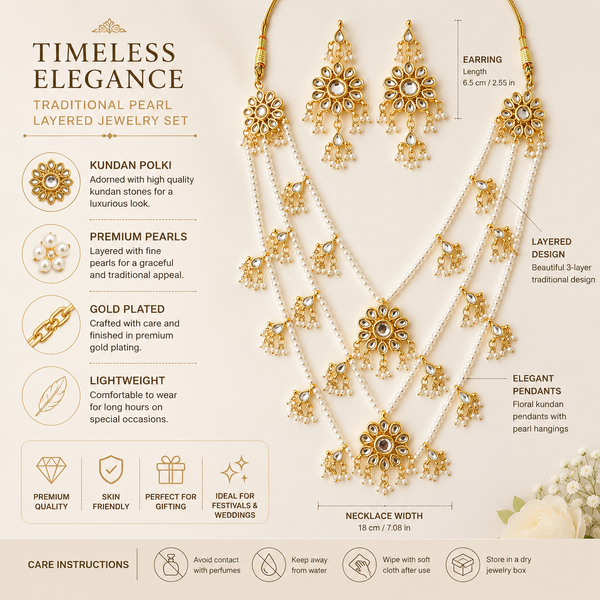 Pearl Layered Necklace Set, Kundan Necklace Set, Indian Bridal Jewellery, Pakistani Bridal Jewellery, Gold Plated Jewellery, Pearl Jewellery Set, Wedding Necklace Set, Traditional Jewellery, Ethnic Jewellery, Bridal Accessories, Festival Jewellery, Women's Jewellery Gift, Bridal Necklace, Layered Pearl Necklace, Faux Pearl Jewellery, Wedding Jewellery

