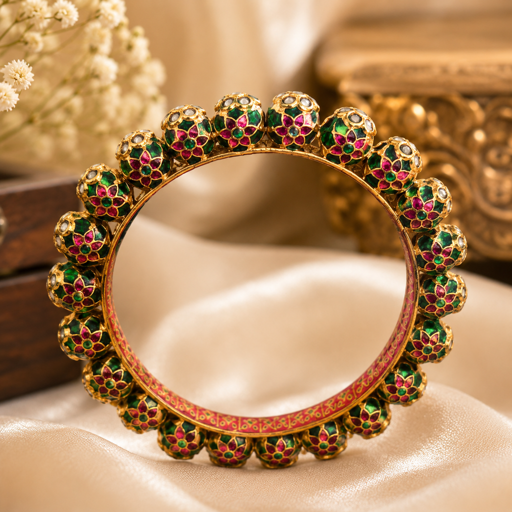 Meenakari Gold Bangle, Traditional Indian Bangle, Pakistani Jewellery, Bridal Bangle, Wedding Jewellery, Gold Tone Bangle, Handcrafted Meenakari Jewellery, Ethnic Bracelet, Festival Jewellery, Green Stone Bangle, Indian Bridal Jewellery, Luxury Bangle, Traditional Gold Bracelet, Heritage Jewellery