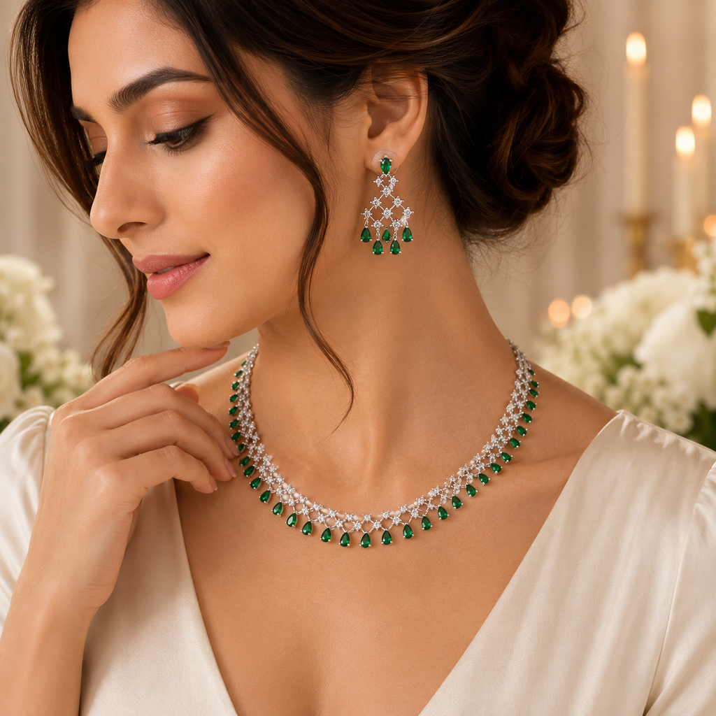 Cubic Zirconia Choker
Choker Necklace Set
Necklace and Earrings Set
Bridal Jewellery
Wedding Jewellery
Rhodium Plated Jewellery
Crystal Choker
Bridesmaid Jewellery
Evening Jewellery
Luxury Jewellery Set
Women's Jewellery Gift
Statement Necklace
Elegant Jewellery