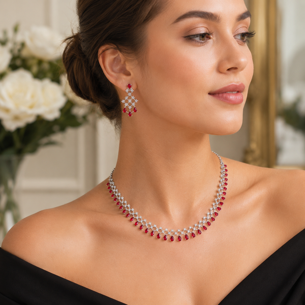 Cubic Zirconia Choker
Choker Necklace Set
Necklace and Earrings Set
Bridal Jewellery
Wedding Jewellery
Rhodium Plated Jewellery
Crystal Choker
Bridesmaid Jewellery
Evening Jewellery
Luxury Jewellery Set
Women's Jewellery Gift
Statement Necklace
Elegant Jewellery