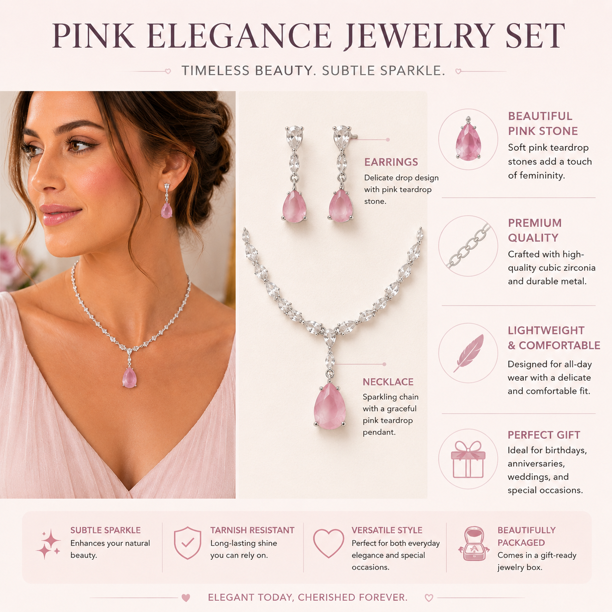 Cubic Zirconia Necklace Set
Necklace and Earrings Set
Rhodium Plated Jewellery
Bridal Jewellery
Wedding Jewellery
Crystal Necklace Set
Teardrop Necklace
Evening Jewellery
Bridesmaid Jewellery
Women's Jewellery Gift 
Formal Jewellery
Luxury Jewellery Set 
Statement Necklace