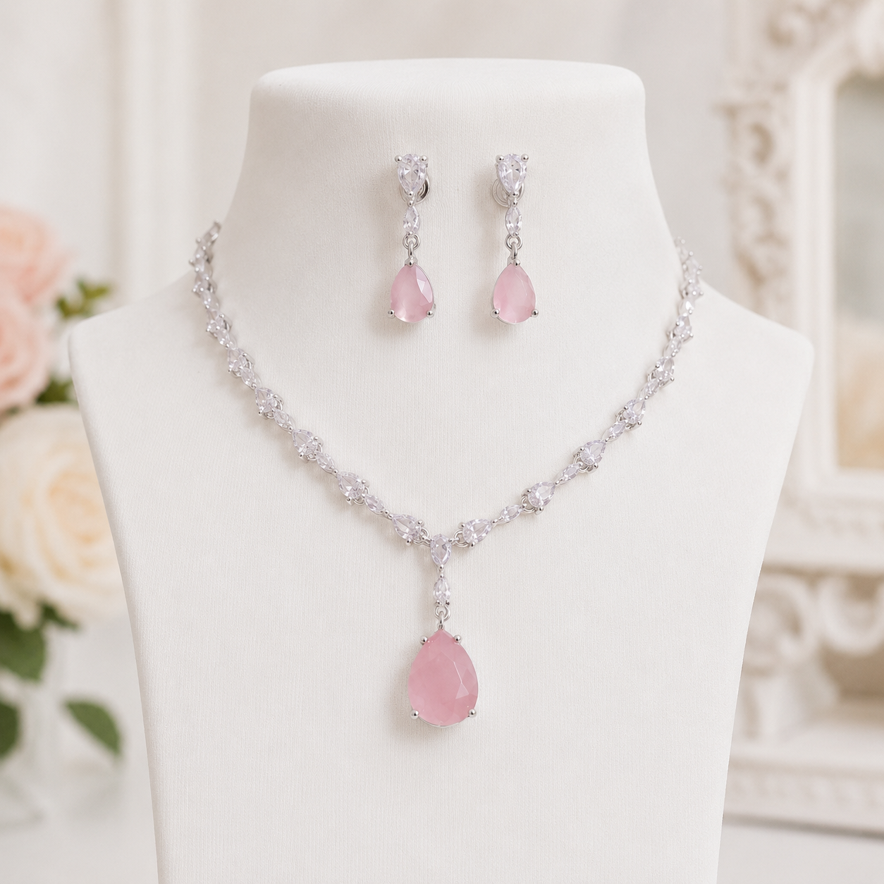 Cubic Zirconia Necklace Set
Necklace and Earrings Set
Rhodium Plated Jewellery
Bridal Jewellery
Wedding Jewellery
Crystal Necklace Set
Teardrop Necklace
Evening Jewellery
Bridesmaid Jewellery
Women's Jewellery Gift 
Formal Jewellery
Luxury Jewellery Set 
Statement Necklace Main image