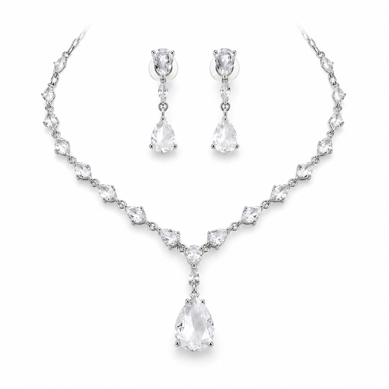 Cubic Zirconia Necklace Set
Necklace and Earrings Set
Rhodium Plated Jewellery
Bridal Jewellery
Wedding Jewellery
Crystal Necklace Set
Teardrop Necklace
Evening Jewellery
Bridesmaid Jewellery
Women's Jewellery Gift 
Formal Jewellery
Luxury Jewellery Set 
Statement Necklace Main image