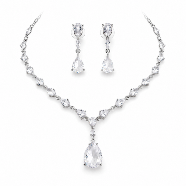 Cubic Zirconia Necklace Set
Necklace and Earrings Set
Rhodium Plated Jewellery
Bridal Jewellery
Wedding Jewellery
Crystal Necklace Set
Teardrop Necklace
Evening Jewellery
Bridesmaid Jewellery
Women's Jewellery Gift 
Formal Jewellery
Luxury Jewellery Set 
Statement Necklace