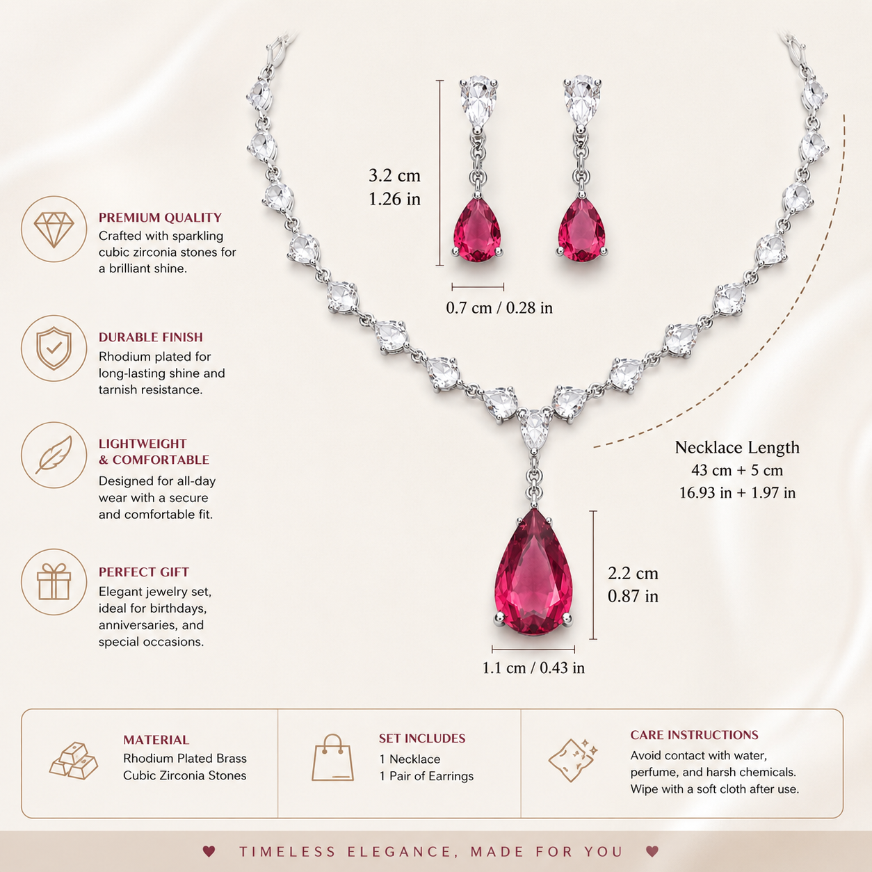 Cubic Zirconia Necklace Set
Necklace and Earrings Set
Rhodium Plated Jewellery
Bridal Jewellery
Wedding Jewellery
Crystal Necklace Set
Teardrop Necklace
Evening Jewellery
Bridesmaid Jewellery
Women's Jewellery Gift 
Formal Jewellery
Luxury Jewellery Set 
Statement Necklace