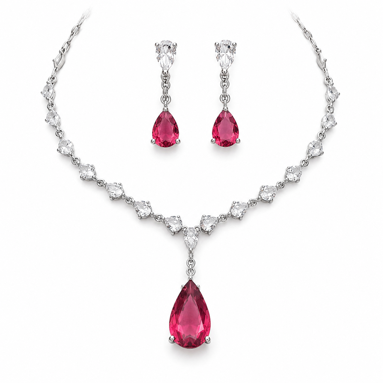 Cubic Zirconia Necklace Set
Necklace and Earrings Set
Rhodium Plated Jewellery
Bridal Jewellery
Wedding Jewellery
Crystal Necklace Set
Teardrop Necklace
Evening Jewellery
Bridesmaid Jewellery
Women's Jewellery Gift 
Formal Jewellery
Luxury Jewellery Set 
Statement Necklace Main image