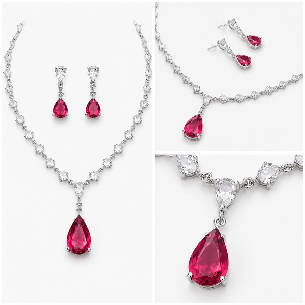 Cubic Zirconia Necklace Set
Necklace and Earrings Set
Rhodium Plated Jewellery
Bridal Jewellery
Wedding Jewellery
Crystal Necklace Set
Teardrop Necklace
Evening Jewellery
Bridesmaid Jewellery
Women's Jewellery Gift 
Formal Jewellery
Luxury Jewellery Set 
Statement Necklace