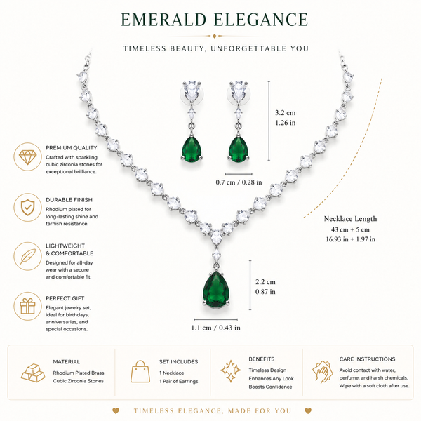 Cubic Zirconia Necklace Set
Necklace and Earrings Set
Rhodium Plated Jewellery
Bridal Jewellery
Wedding Jewellery
Crystal Necklace Set
Teardrop Necklace
Evening Jewellery
Bridesmaid Jewellery
Women's Jewellery Gift 
Formal Jewellery
Luxury Jewellery Set 
Statement Necklace