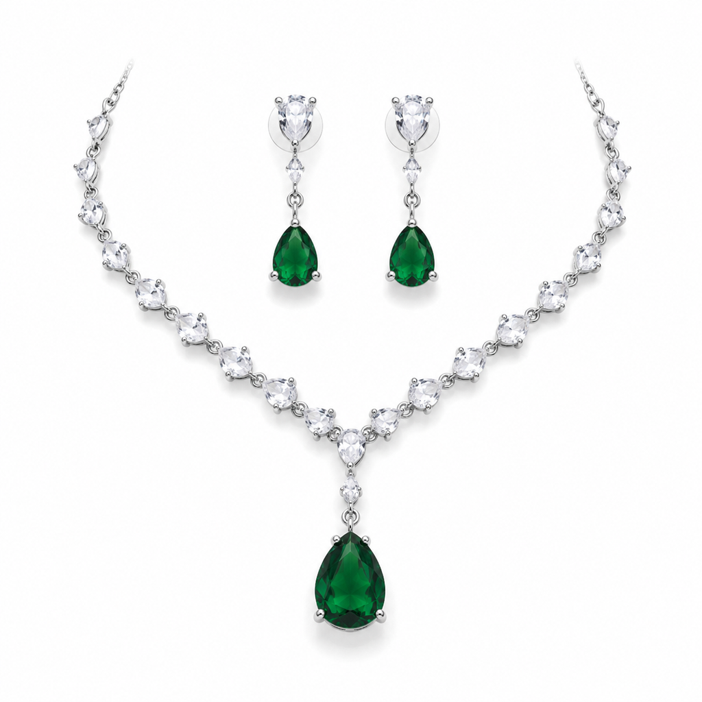 Cubic Zirconia Necklace Set
Necklace and Earrings Set
Rhodium Plated Jewellery
Bridal Jewellery
Wedding Jewellery
Crystal Necklace Set
Teardrop Necklace
Evening Jewellery
Bridesmaid Jewellery
Women's Jewellery Gift 
Formal Jewellery
Luxury Jewellery Set 
Statement Necklace