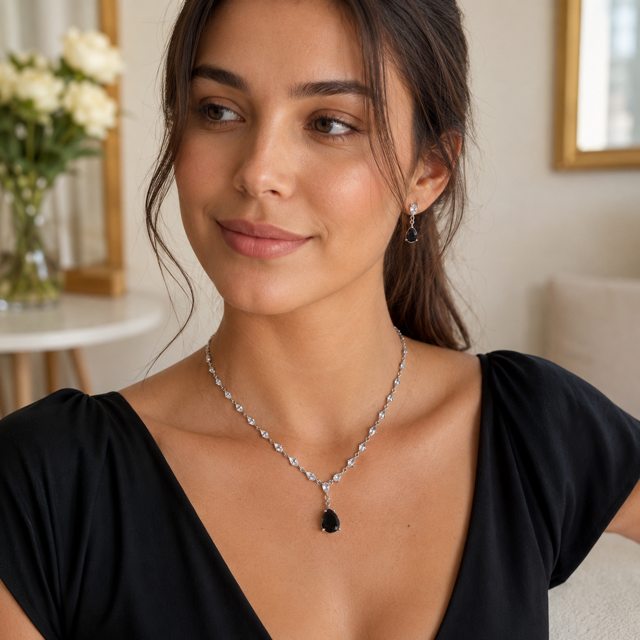 Cubic Zirconia Necklace Set
Necklace and Earrings Set
Rhodium Plated Jewellery
Bridal Jewellery
Wedding Jewellery
Crystal Necklace Set
Teardrop Necklace
Evening Jewellery
Bridesmaid Jewellery
Women's Jewellery Gift 
Formal Jewellery
Luxury Jewellery Set 
Statement Necklace