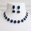 Luxury Oval Crystal Royal Blue Necklace & Earrings Set