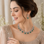 Luxury Pear Cut Emerald Green Crystal Necklace & Earrings Set
