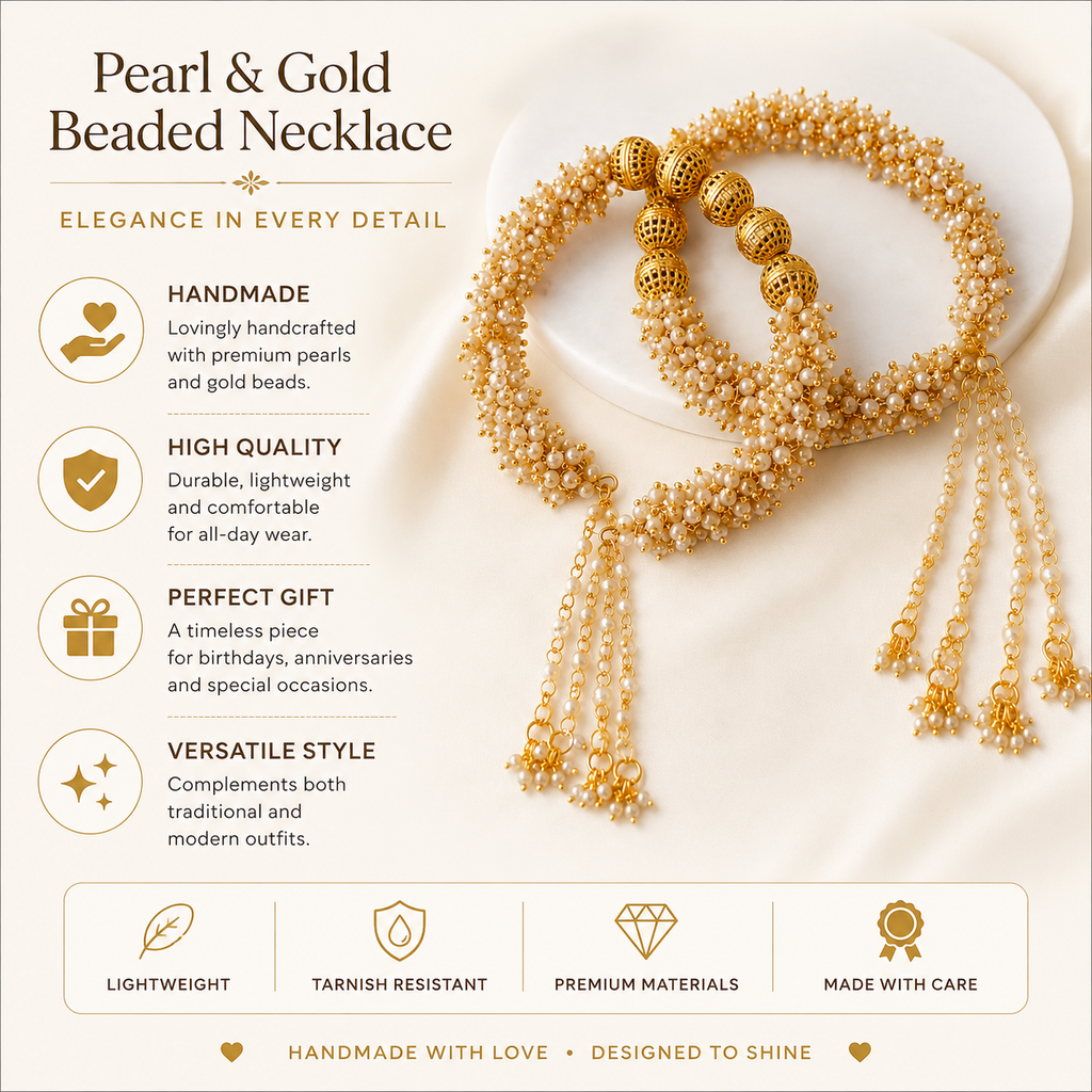 Traditional Pearl Beaded Bridal Kaleera Bangles – Gold Plated Indian & Pakistani Wedding Jewellery