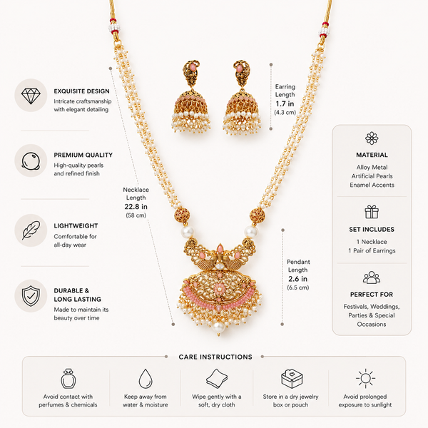 Pearl Necklace Set, Jhumka Earrings Set, Traditional Indian Jewellery, Pakistani Jewellery, Gold Plated Necklace Set, Bridal Jewellery, Wedding Jewellery, Pearl Jewellery, Statement Necklace, Ethnic Jewellery, Festival Jewellery, Women's Jewellery Gift, Luxury Traditional Necklace Set.